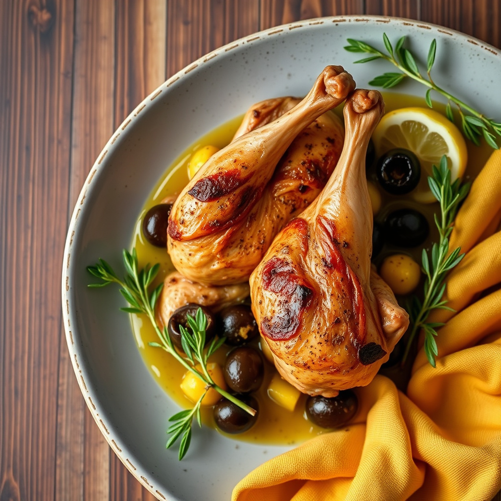 Kyllinglår med safran, oliven og sitronkonfit