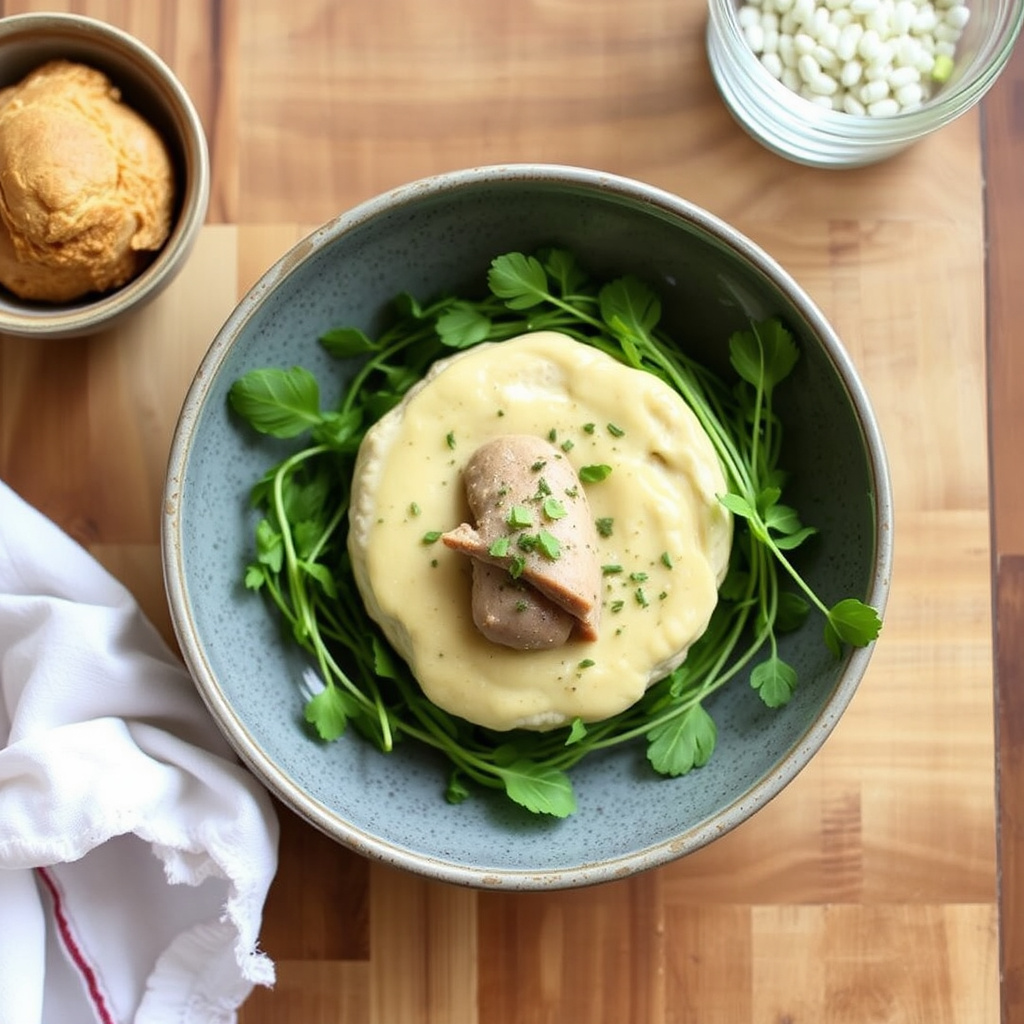 Kyllinglevermousse med mirabelleplommer