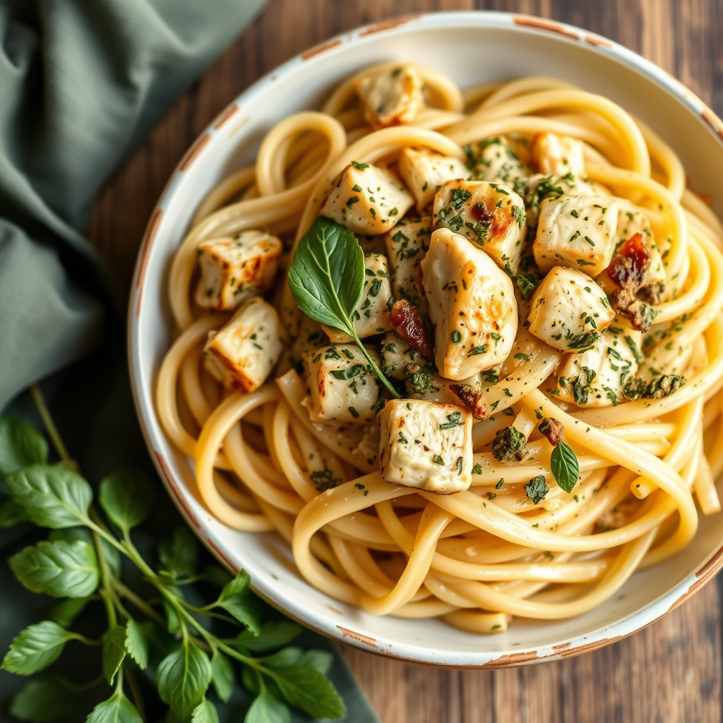 Kyllingpasta med urter