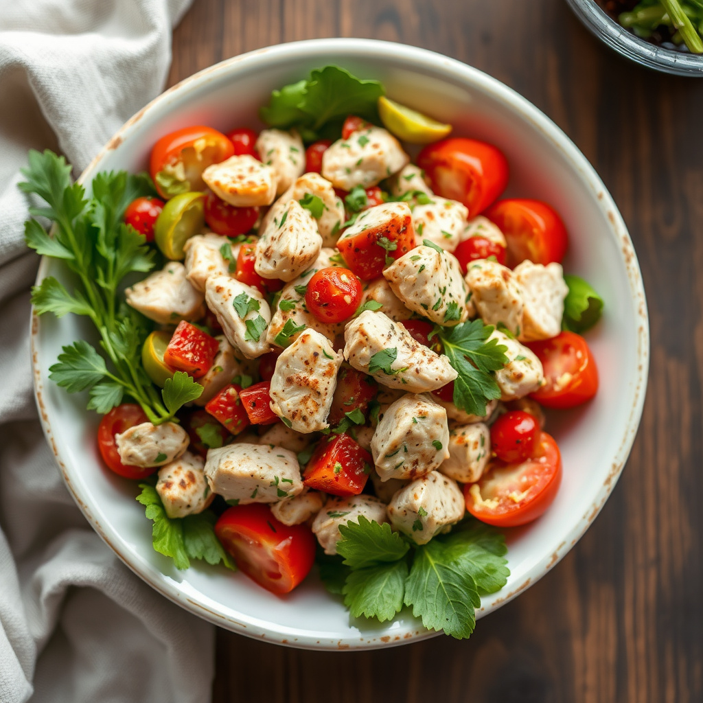 Kyllingsalat med urter og Aleppo-pepper