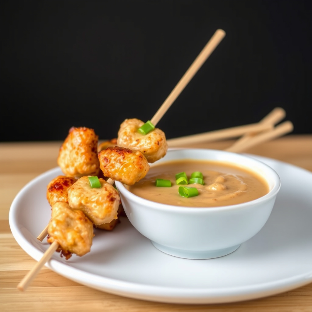 Kyllingsatay med peanøttdippsaus