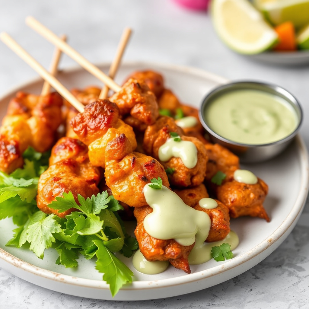 Kyllingsatay-spyd med wasabimajones