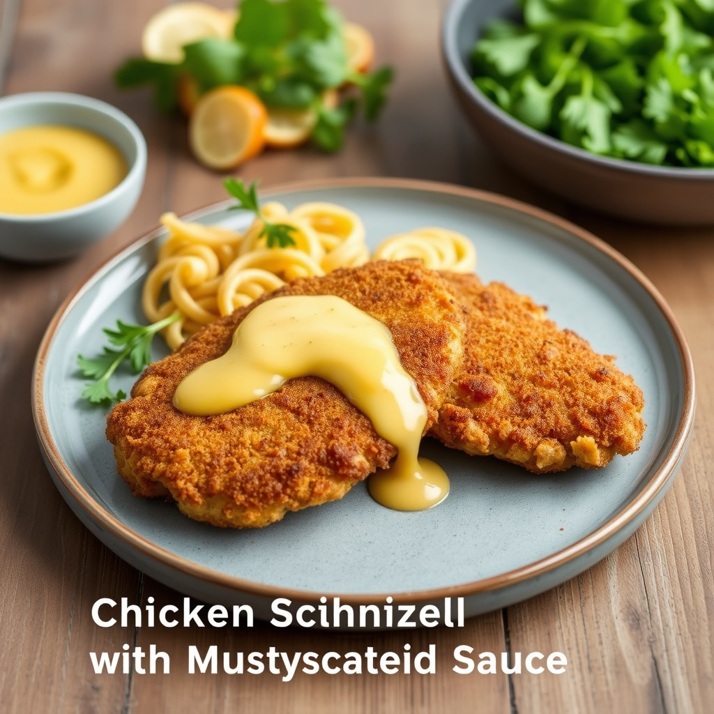 Kyllingschnitzel med sennepssaus