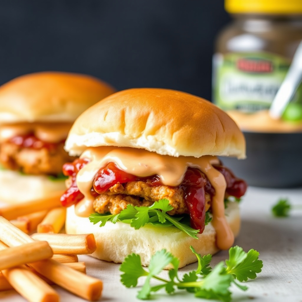 Kyllingsliders med krydret BBQ-mayo