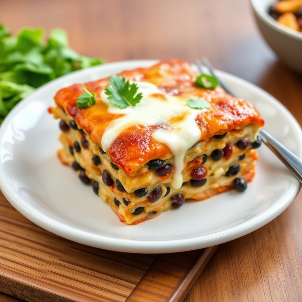 Lagvis kylling- og svartbønne-enchiladagrateng