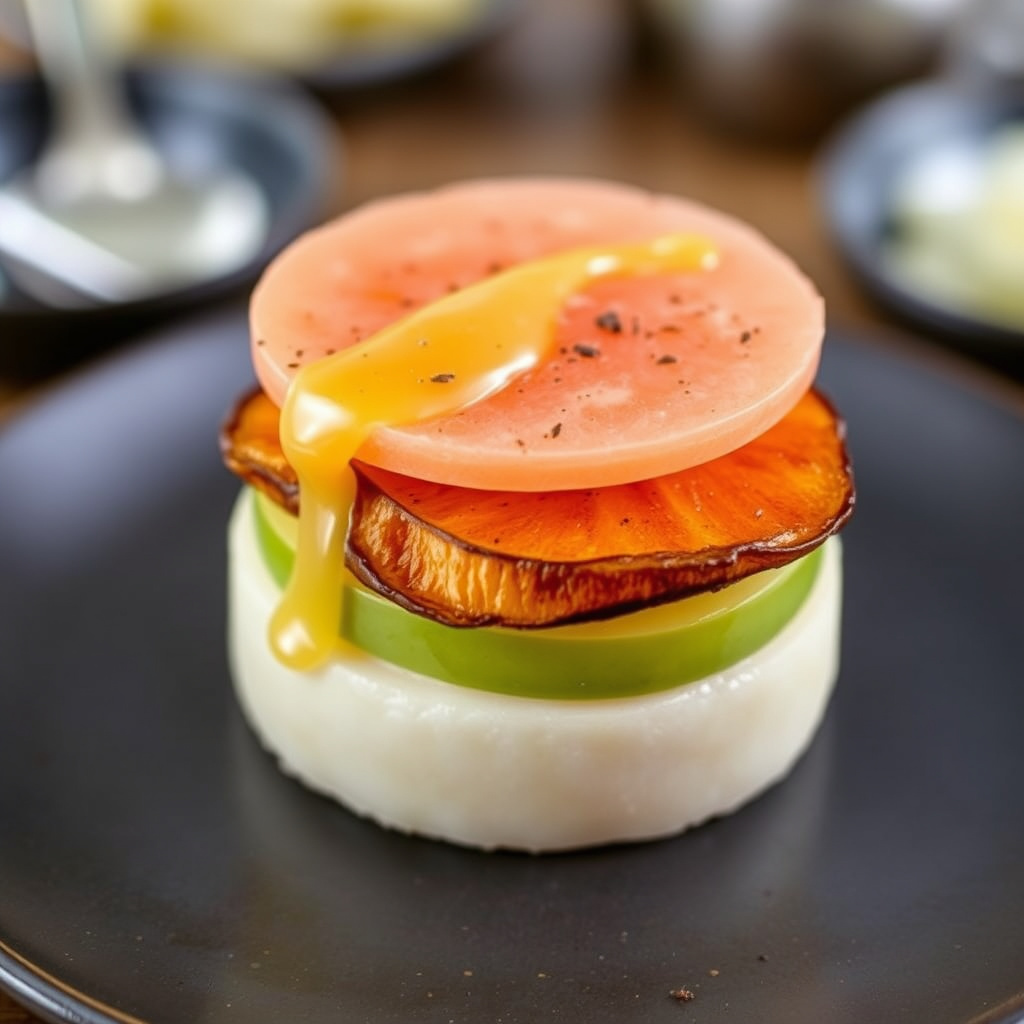 Lagvis melon og røkt sable med ingefæremulsjon