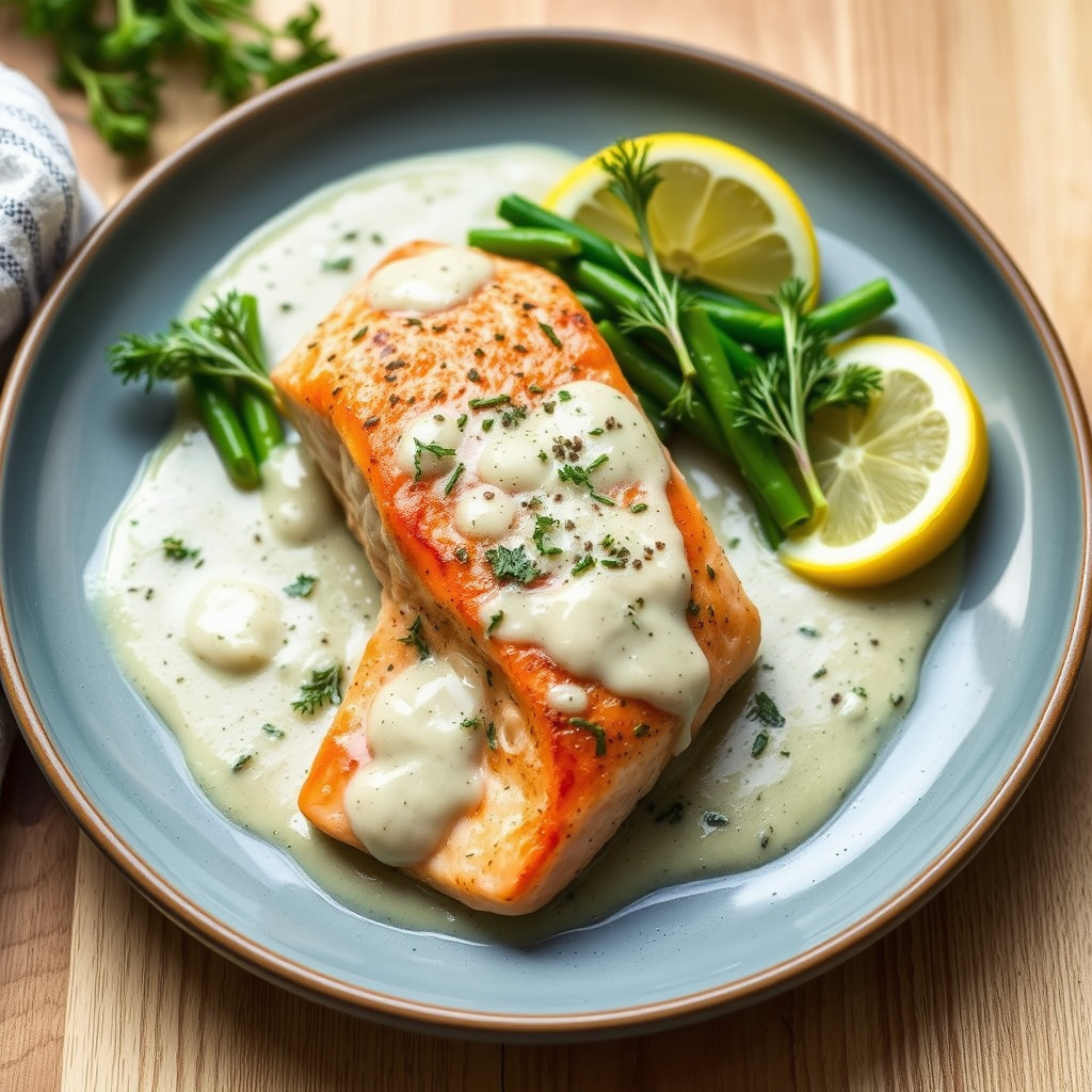 Laks i sitron- og dillsaus