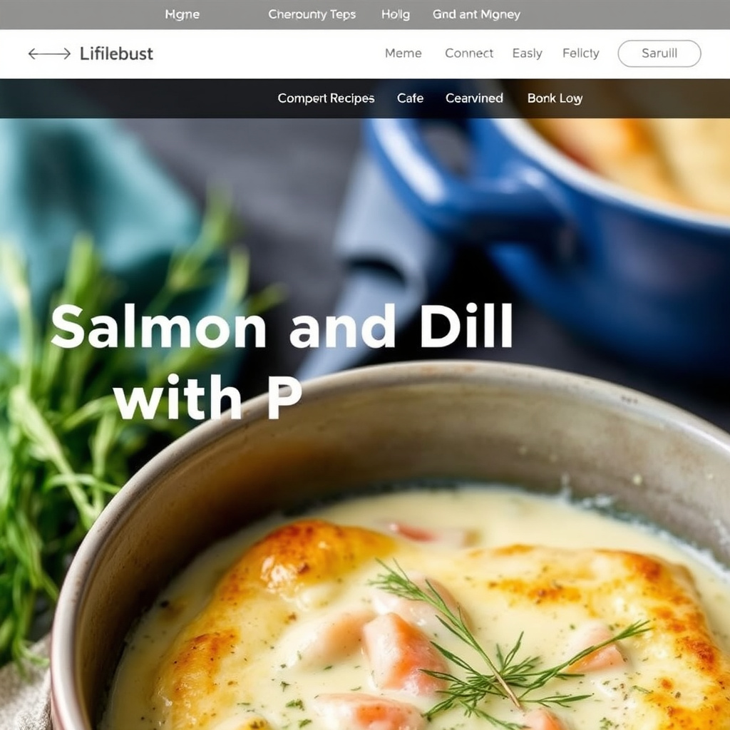 Laks- og dillkrem med butterdeigskjell