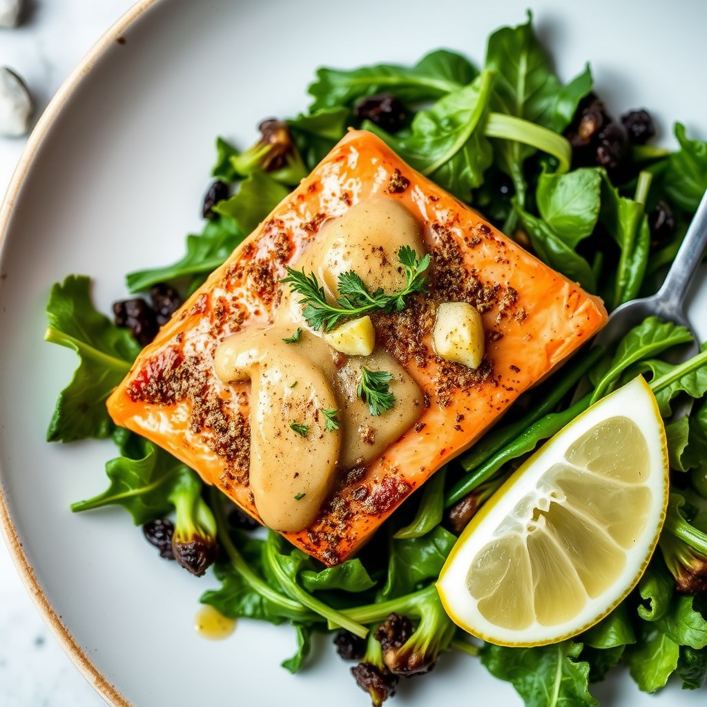 Laks og grønnsaker med spisskummen-dressing