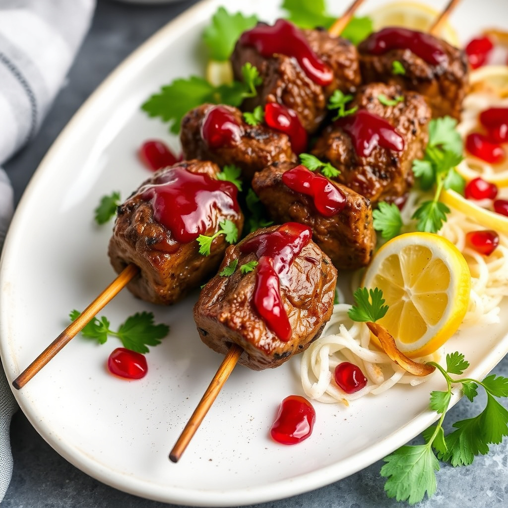 Lamb kebab med granateplesirup