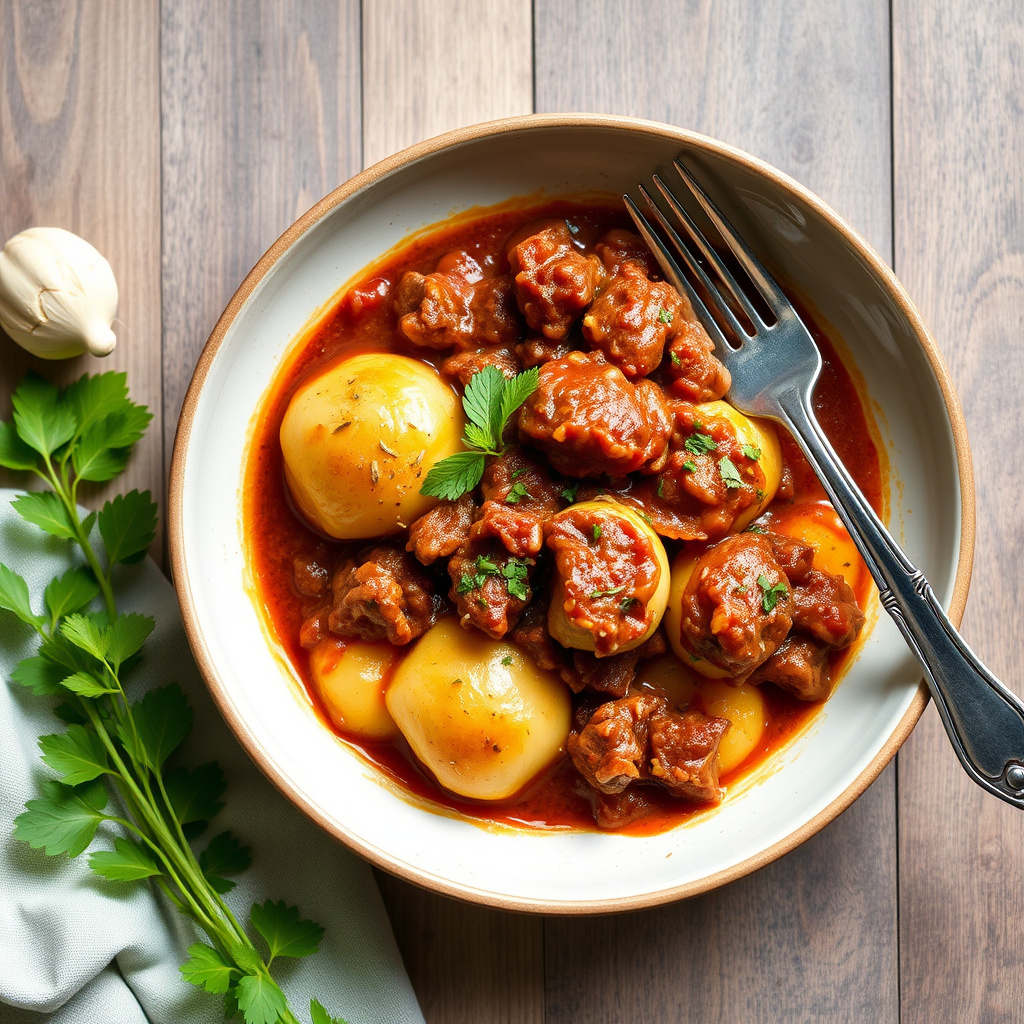 Lammeragu med potetgnocchi