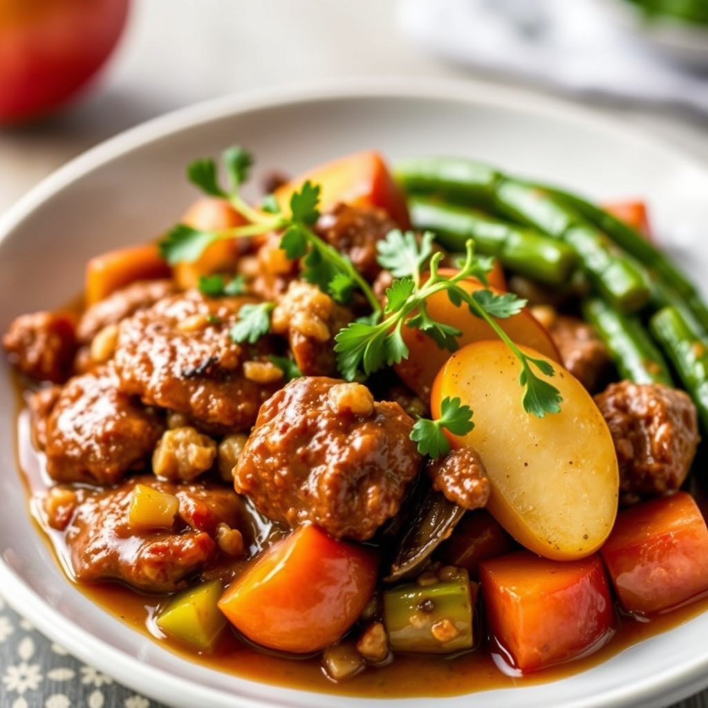 Lamb Tajine med epler og babyokra
