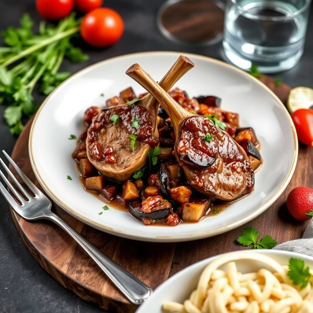 Lammekoteletter med auberginecaponata