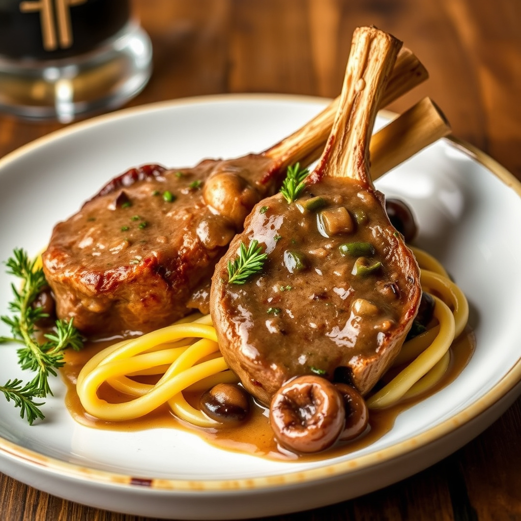 Lammekoteletter med soppsaus på vin
