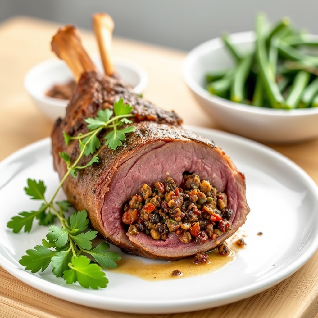 Lammelår fylt med tapenade