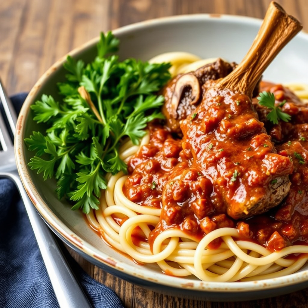 Lammelår med soppsaus Bolognese