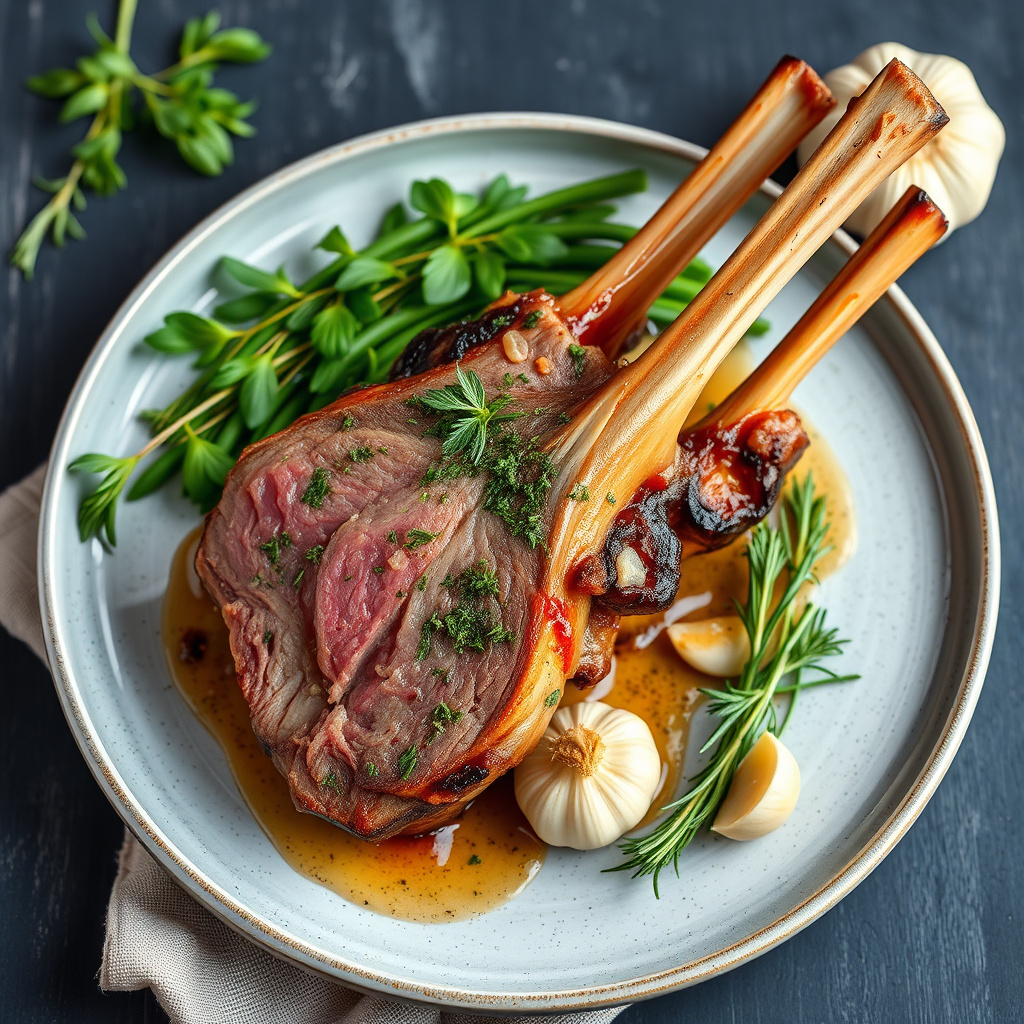 Lammerygg med friske urter og hvitløk
