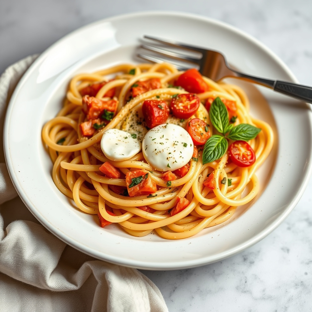 Pasta med bacon, brokkoli og mozzarella