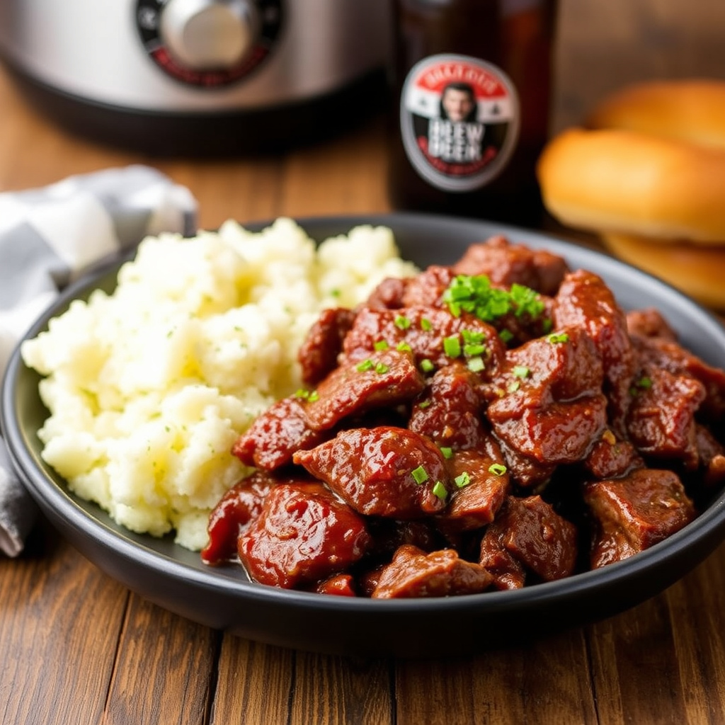 Langtidskokt barbecue-øl-biff