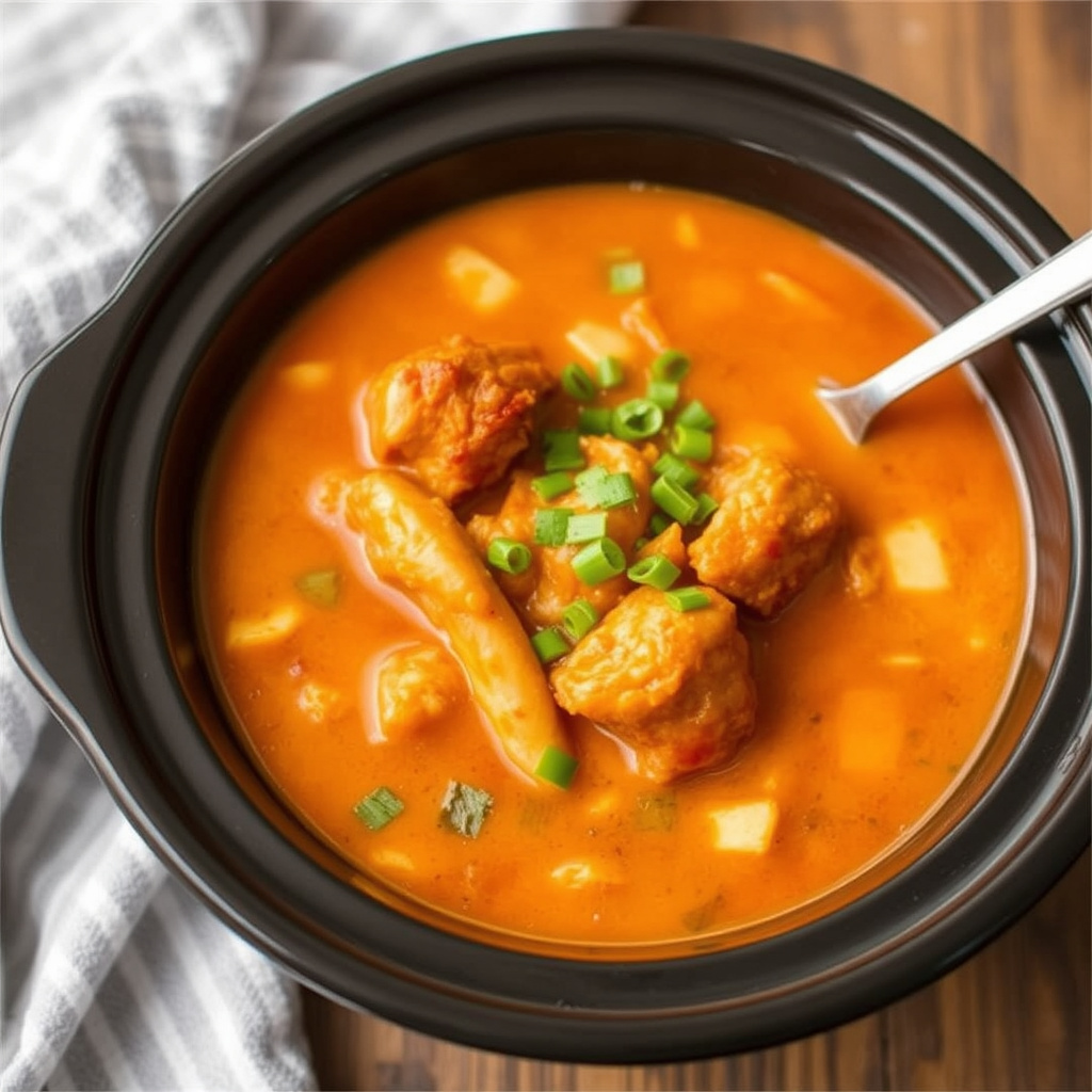 Kremet Buffalo kyllingsuppe i slow cooker