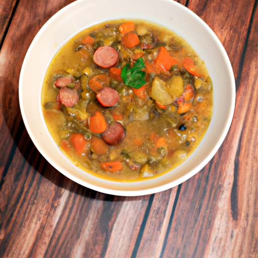 Langtidskokt ertesuppe med pølse