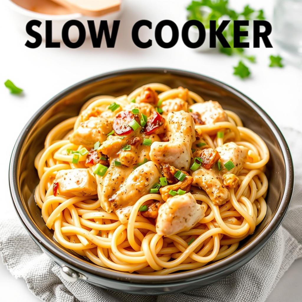 Langtidskokt kylling med nudler