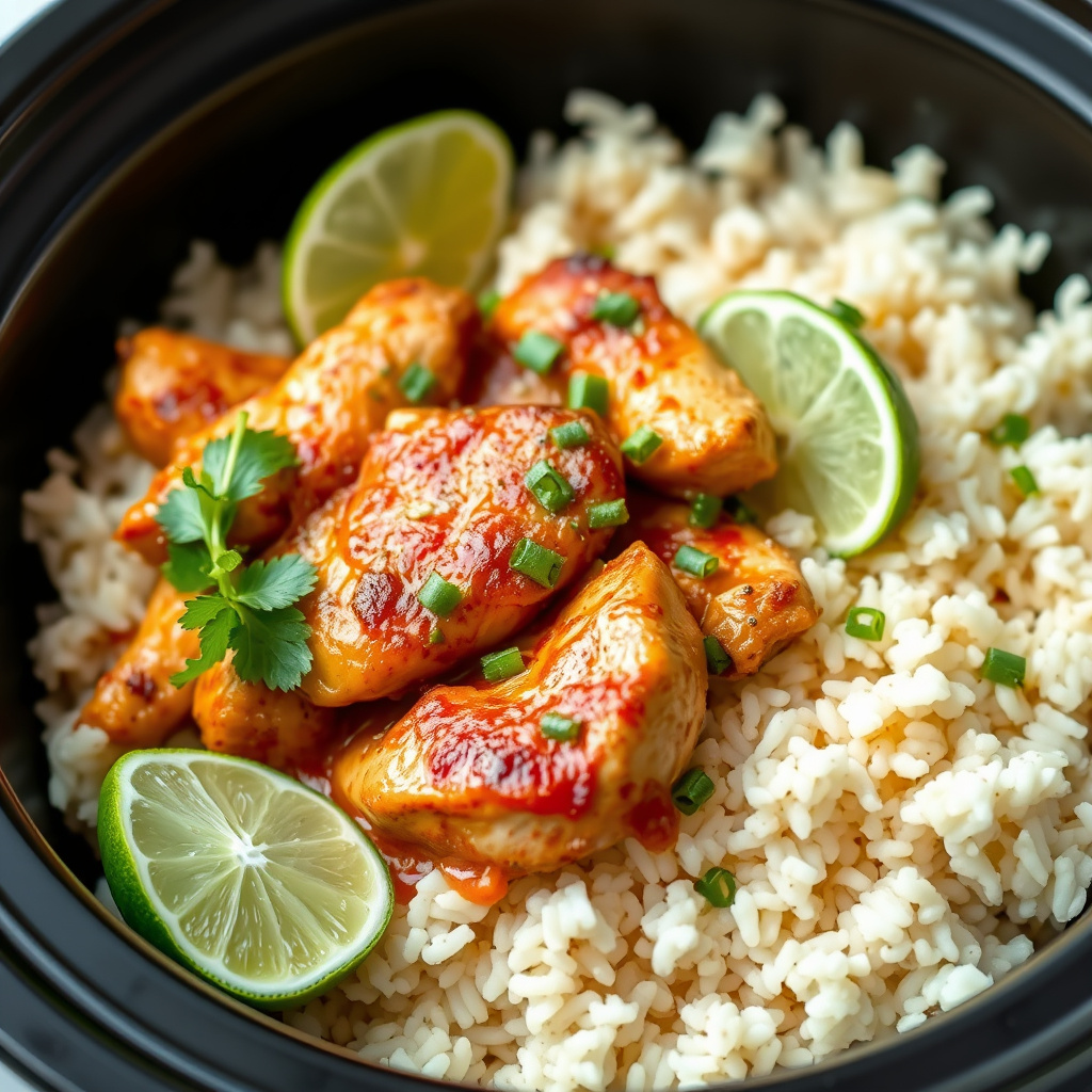 Langtidskokt limekylling med ris