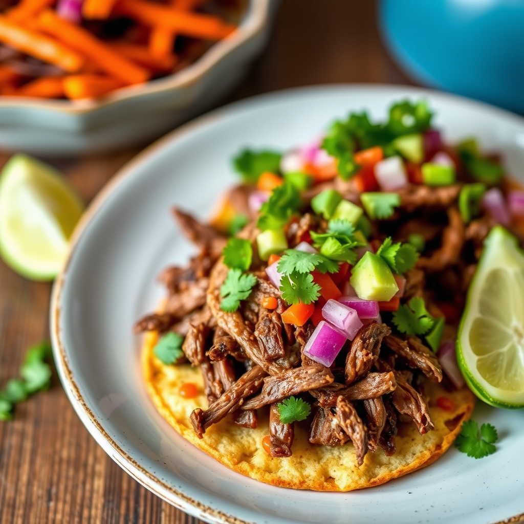 Langtidskokt oksebryst tostadas