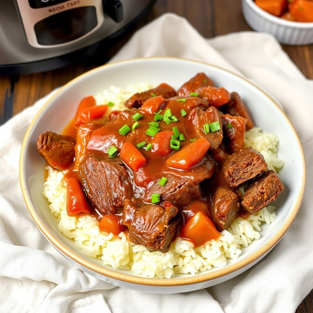 Langtidskokt oksegryte med rød karri