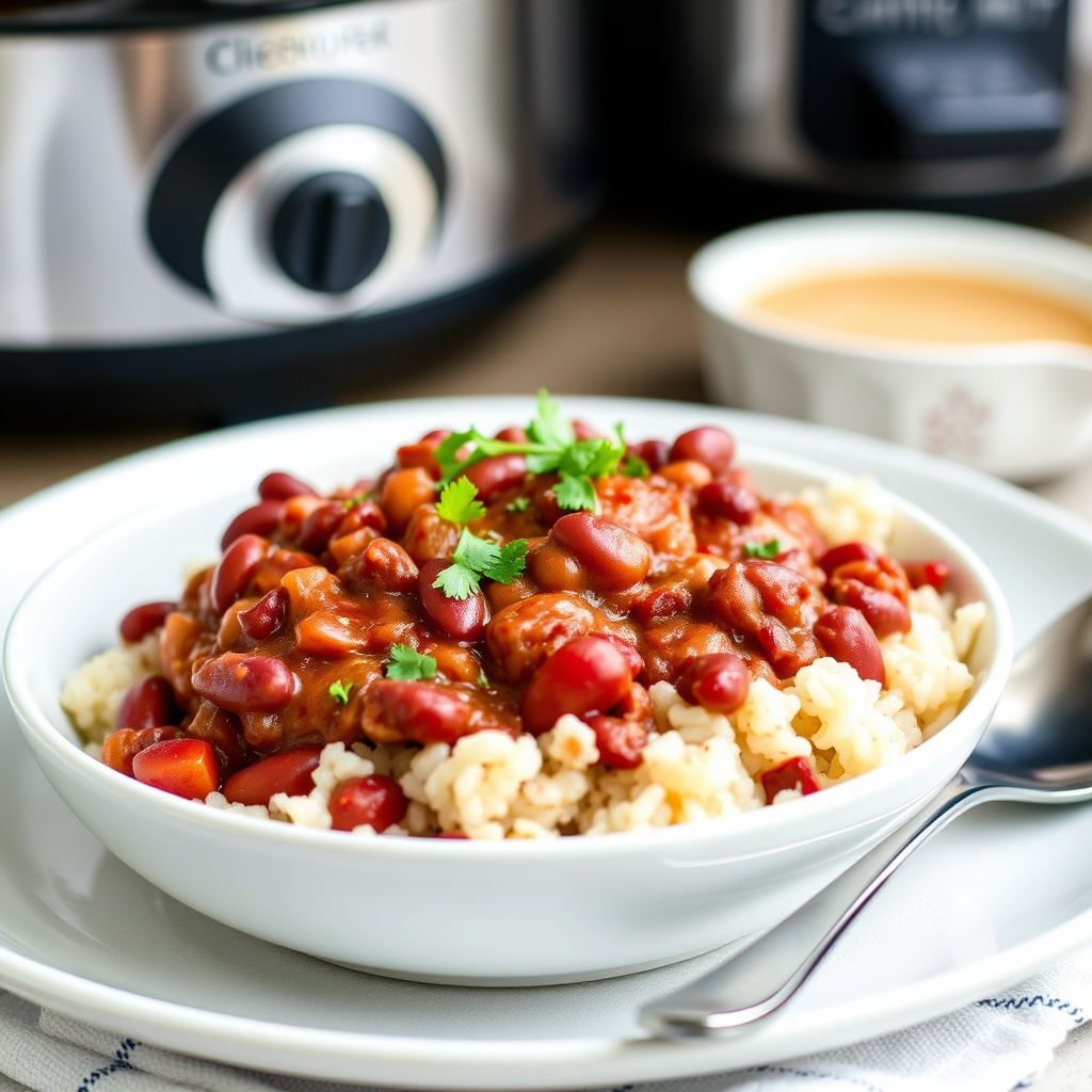Langtidskokt rød bønnegryte med ris