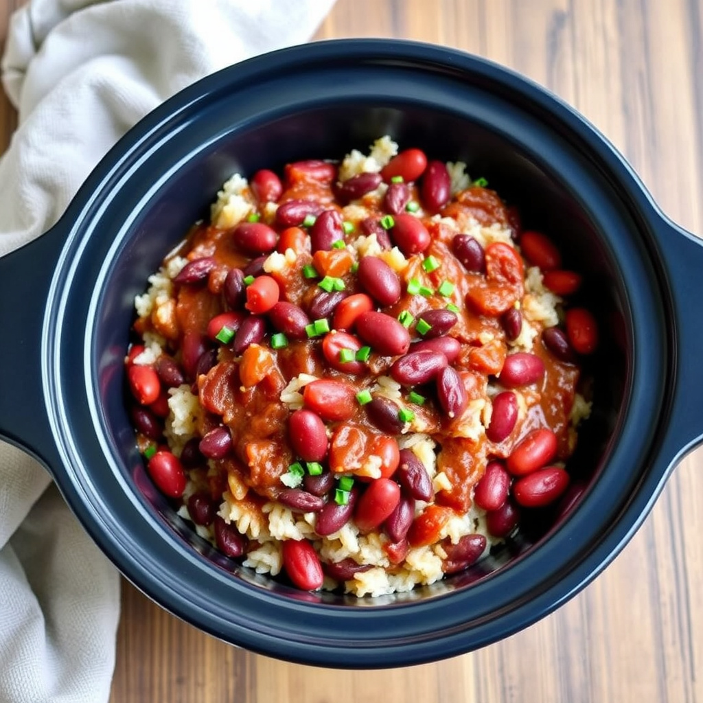 Langtidskokt rød bønner og ris