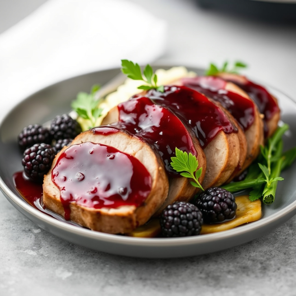 Langtidskokt svartbær- og svinefilet