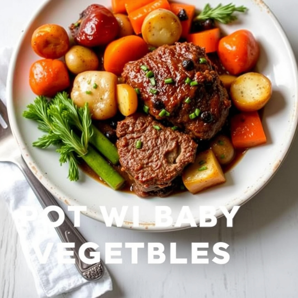 Langtidsstekt storfekjøtt med små grønnsaker