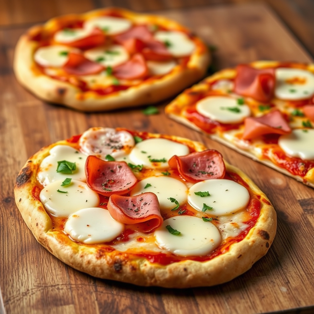 Lavosh med røkt ost og skinke pizzaer