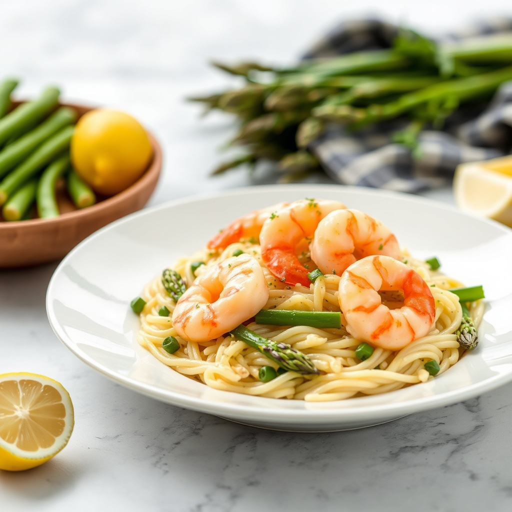 Lemony risotto med asparges og reker