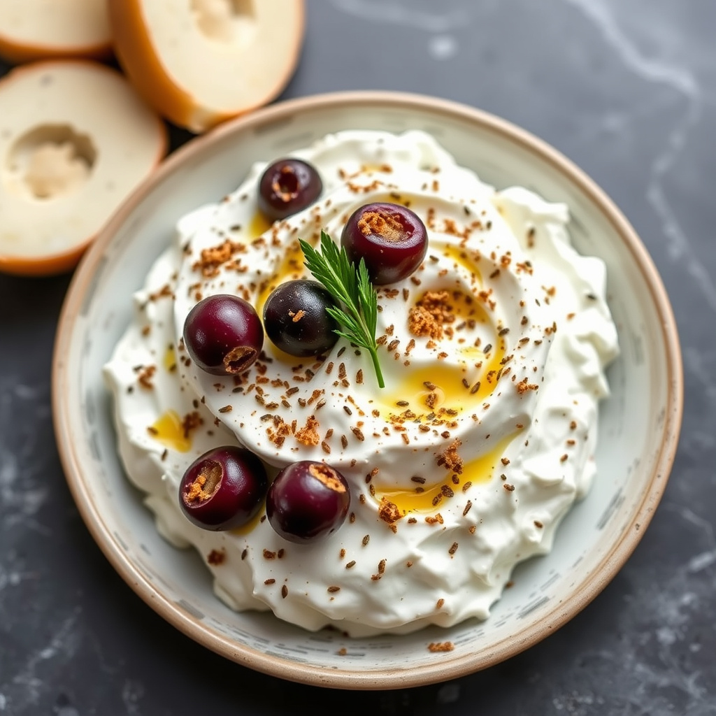 Libanesisk yoghurtost med za'atar og oliven