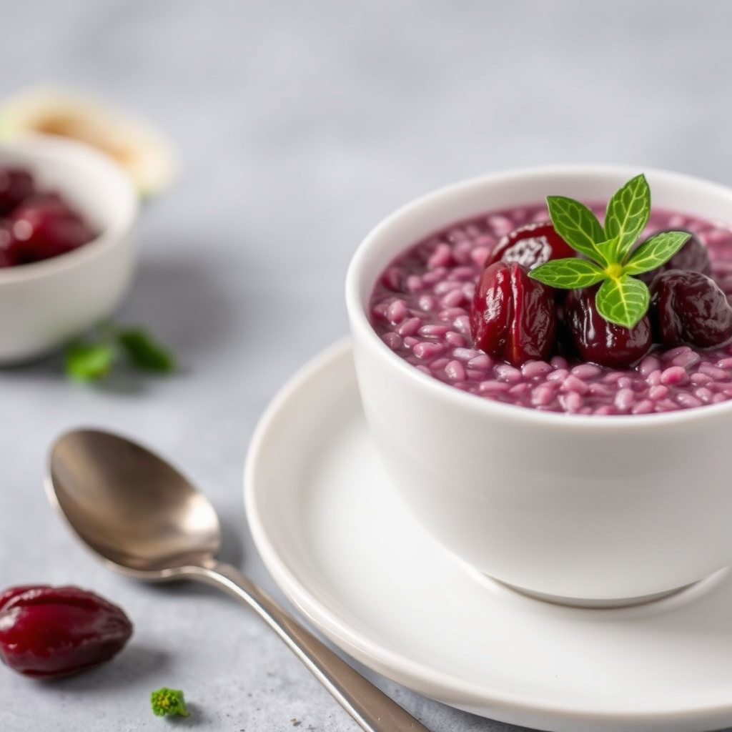 Lilla riskrem med rosenvann og dadler