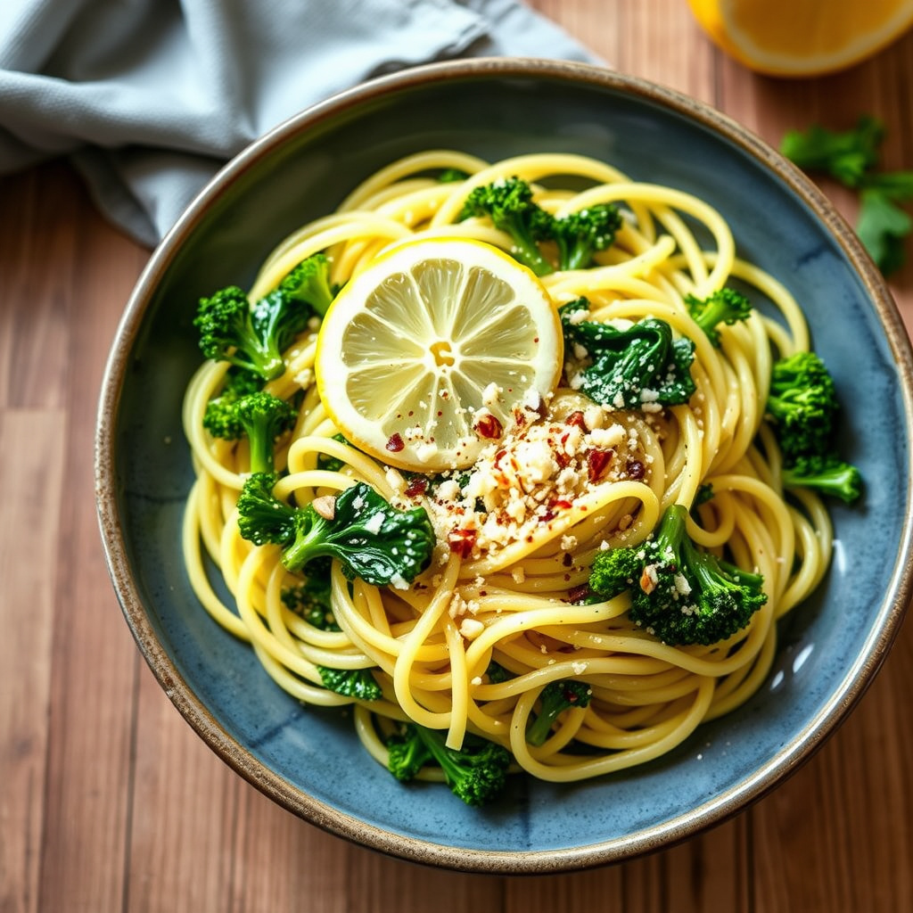 Linguine med brokkoli rabe og sitron