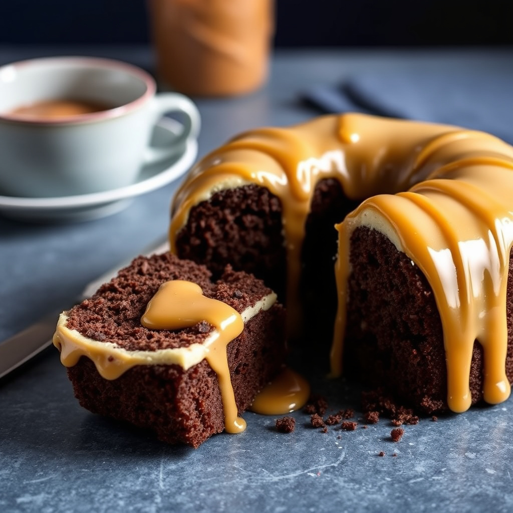 Lizzie sin gamle stil kakao-kake med karamellglasur