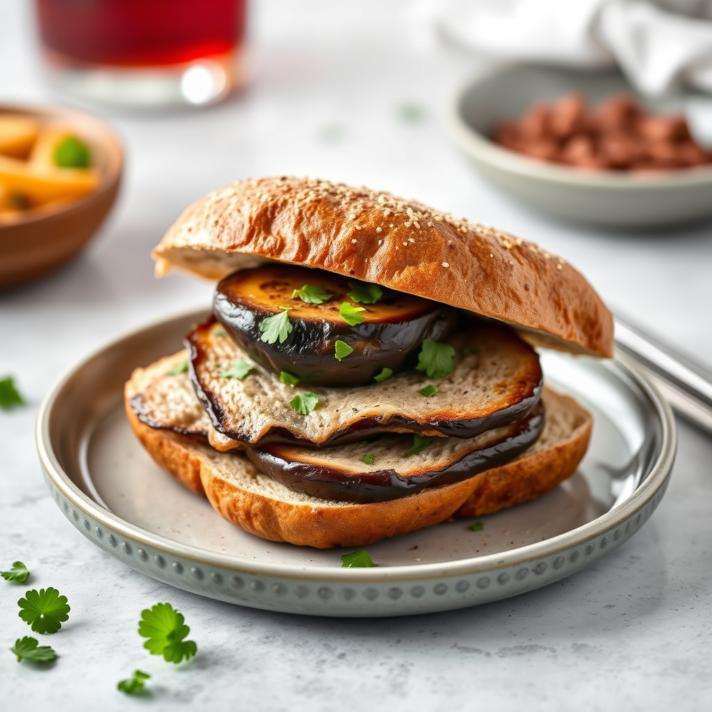 London Broil- og Portobellosandwich