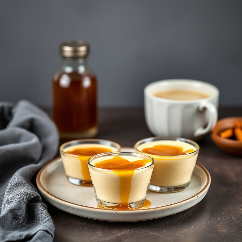 Lys sirup-vaniljekrem i små kopper