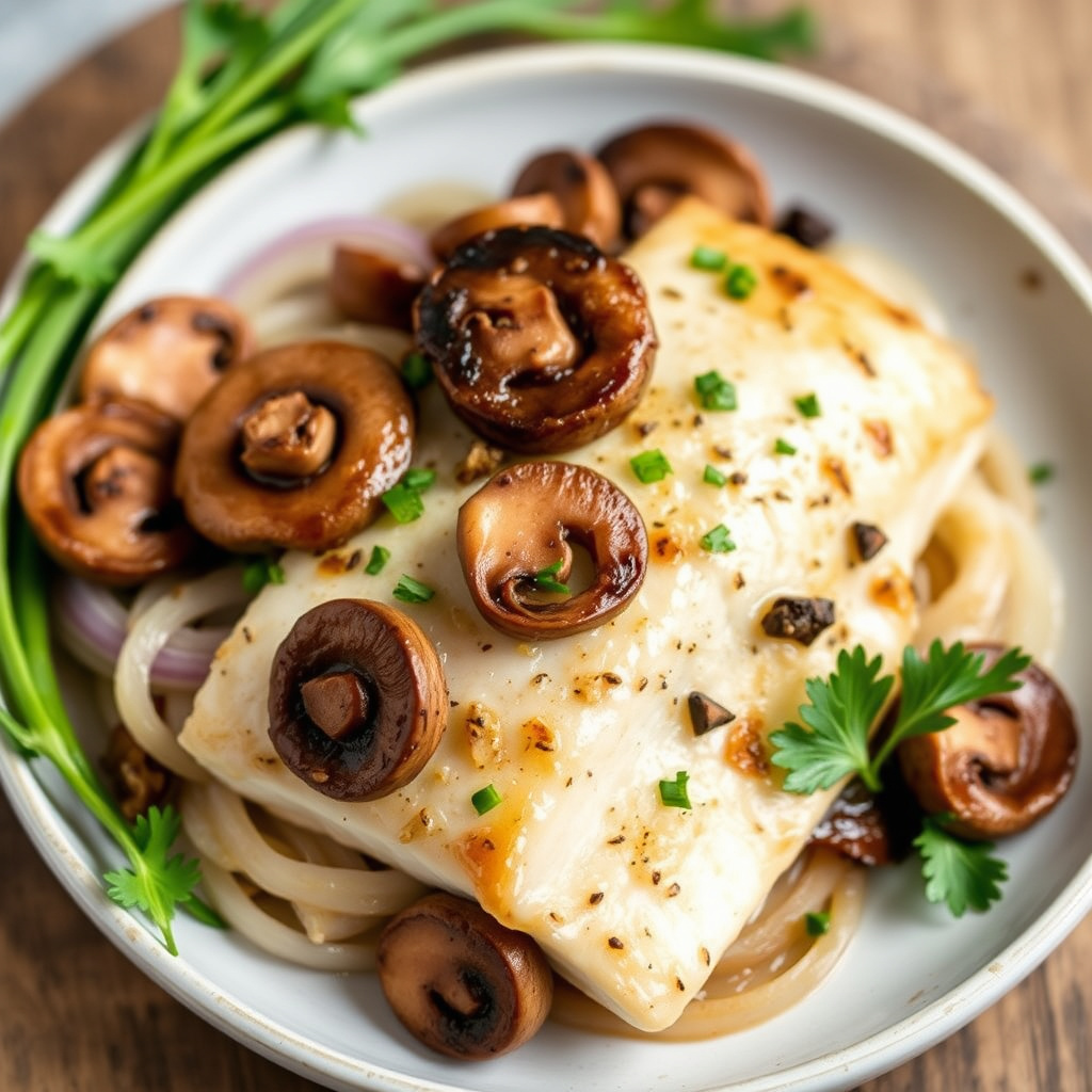 Mahi Mahi med løk og sopp