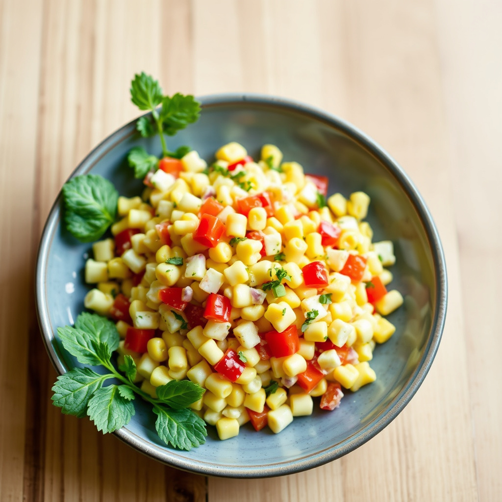 Mais- og pimiento-salat