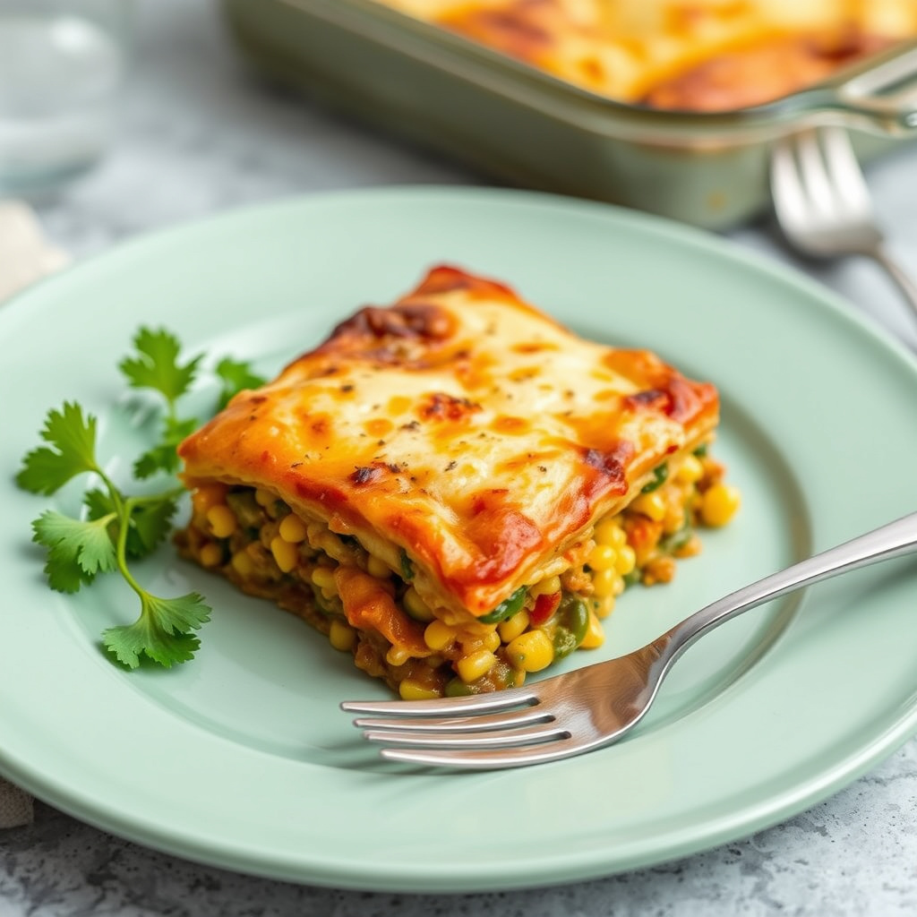 Mais- og poblano-lasagne