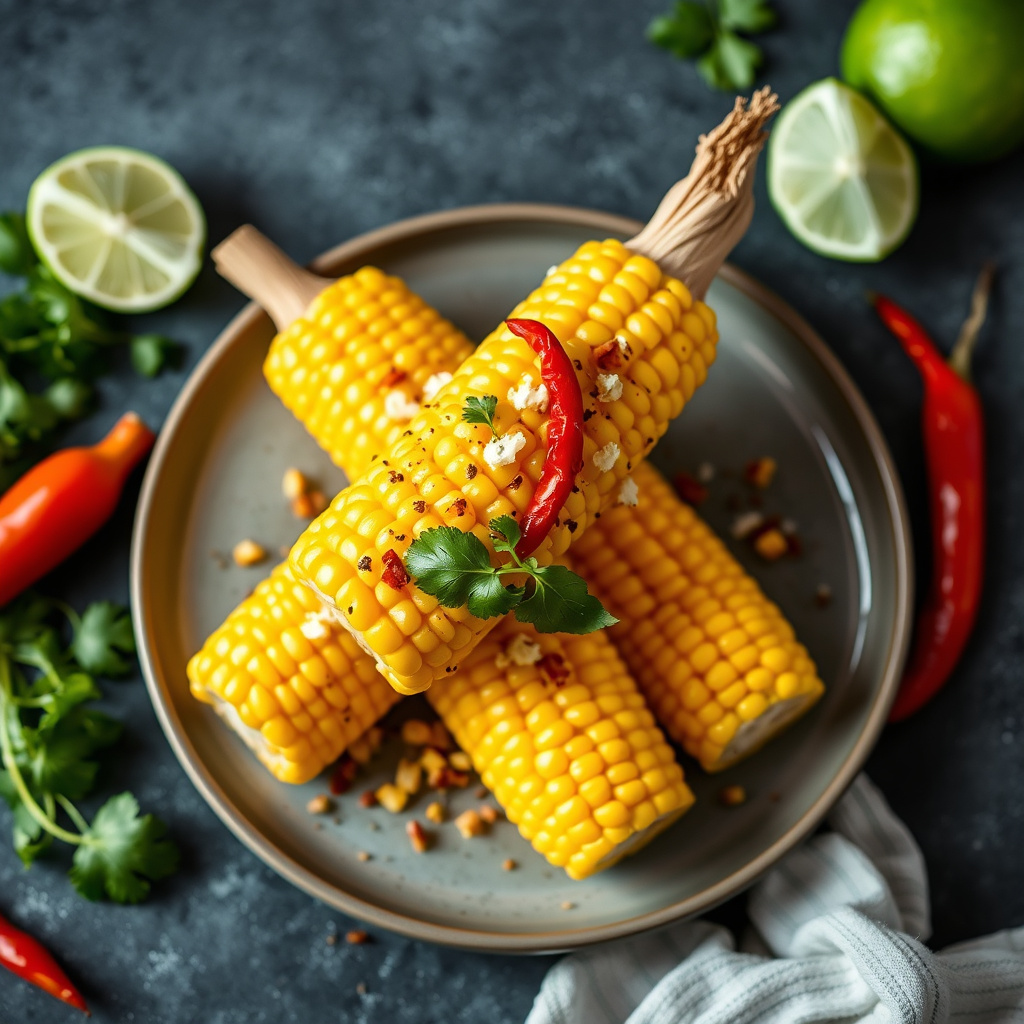 Maiskolbe med chili og lime