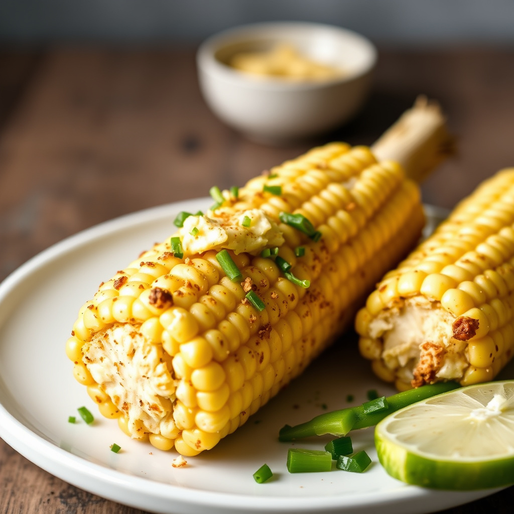 Maiskolbe med chipotle- og vårløkssmør