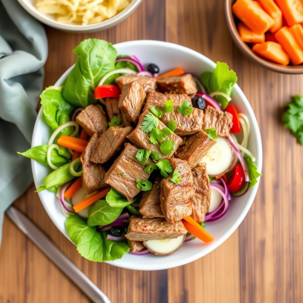 Mandarinskinke- og salatrett