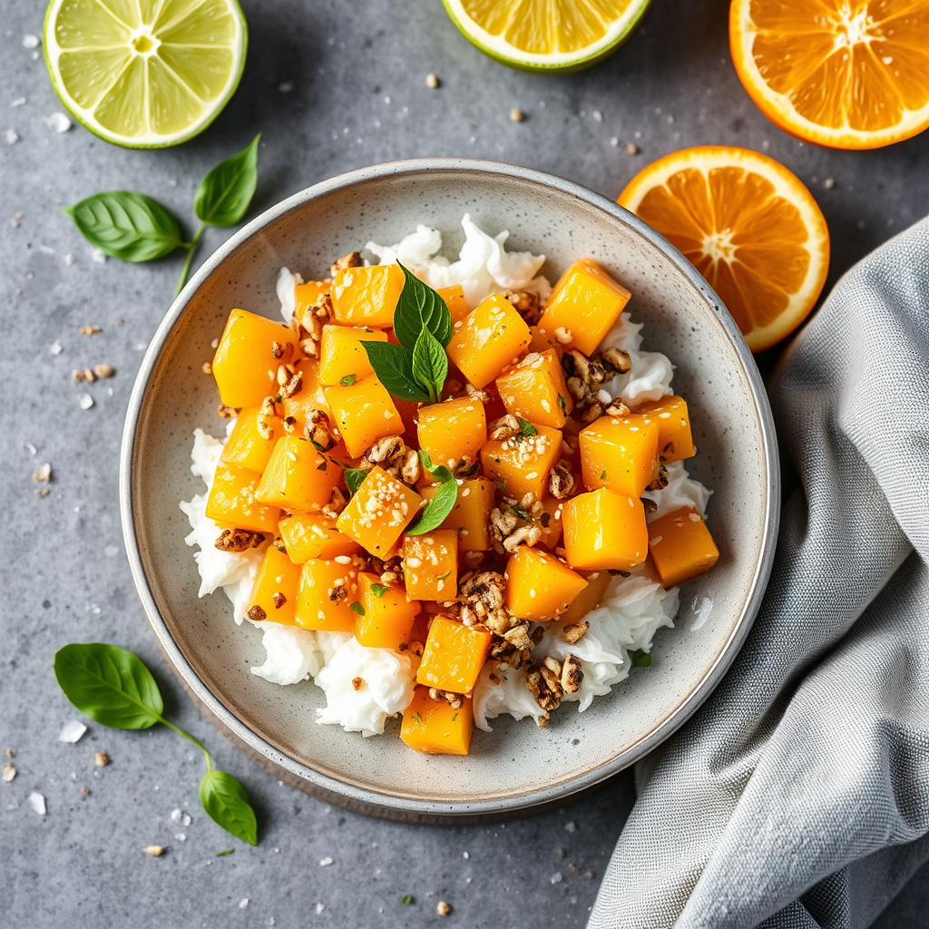 Forfriskende granité med mango, appelsin og lime