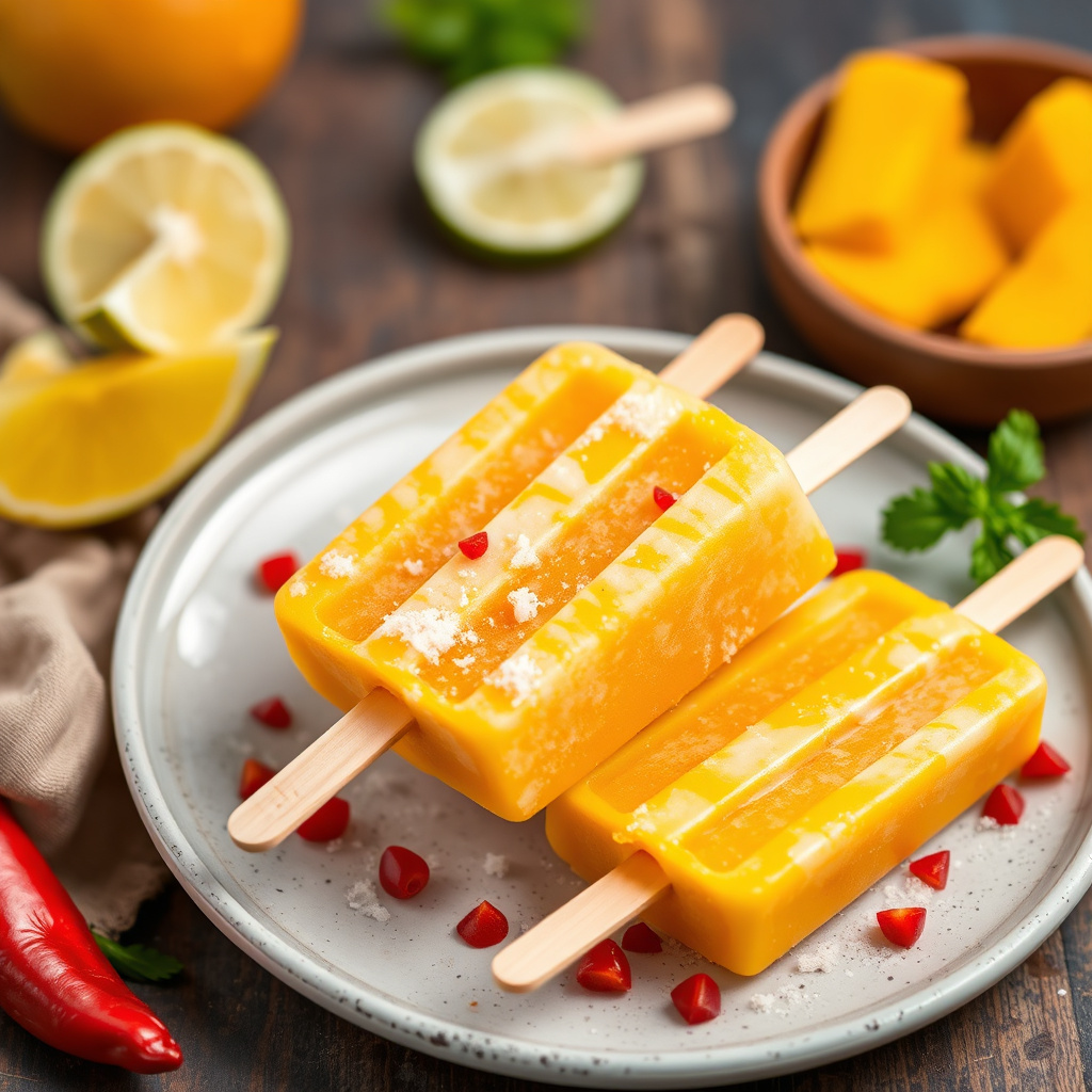 Mango- og chilipopsicles