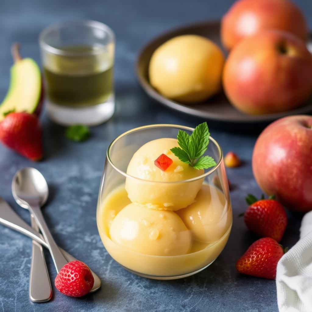 Mango-sorbet med tropisk fruktmiks